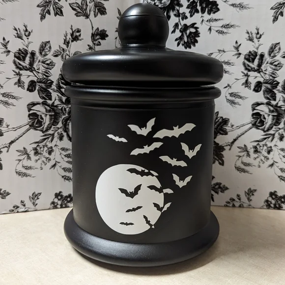 Bats+Moon Black Glass ContainerGlass Cookie Jar/Kitchen Storage Canister Storage & Organization